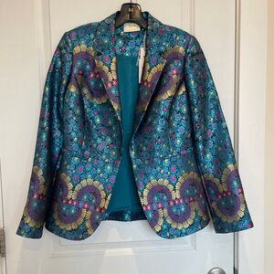 Anthropologie Maeve Satin Brocade Blazer